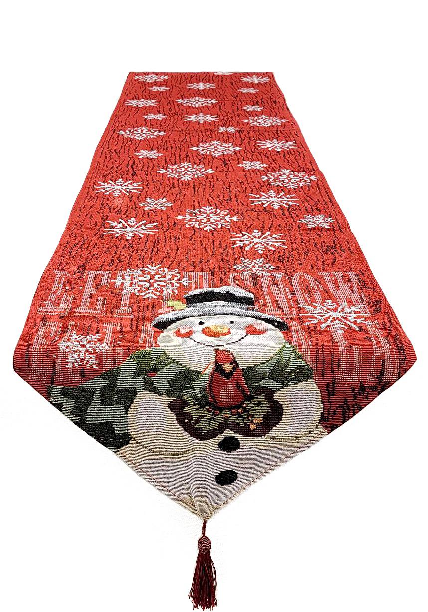 Snowman Christmas Red Table Runner F07M5-8F-1