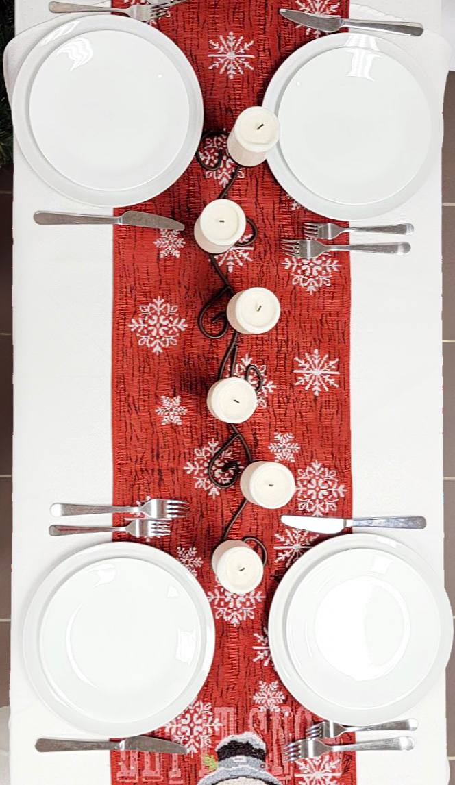 Snowman Christmas Red Table Runner F07M5-8F-3