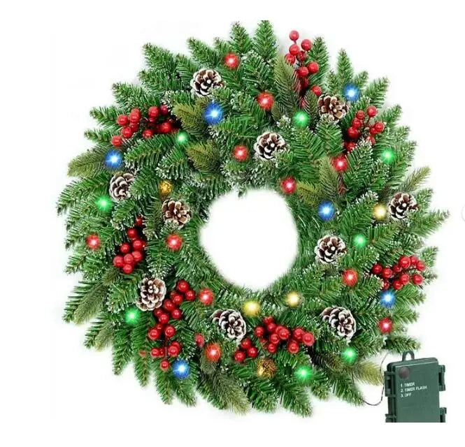 Pre-Lit Christmas Wreath with LED Lights-0