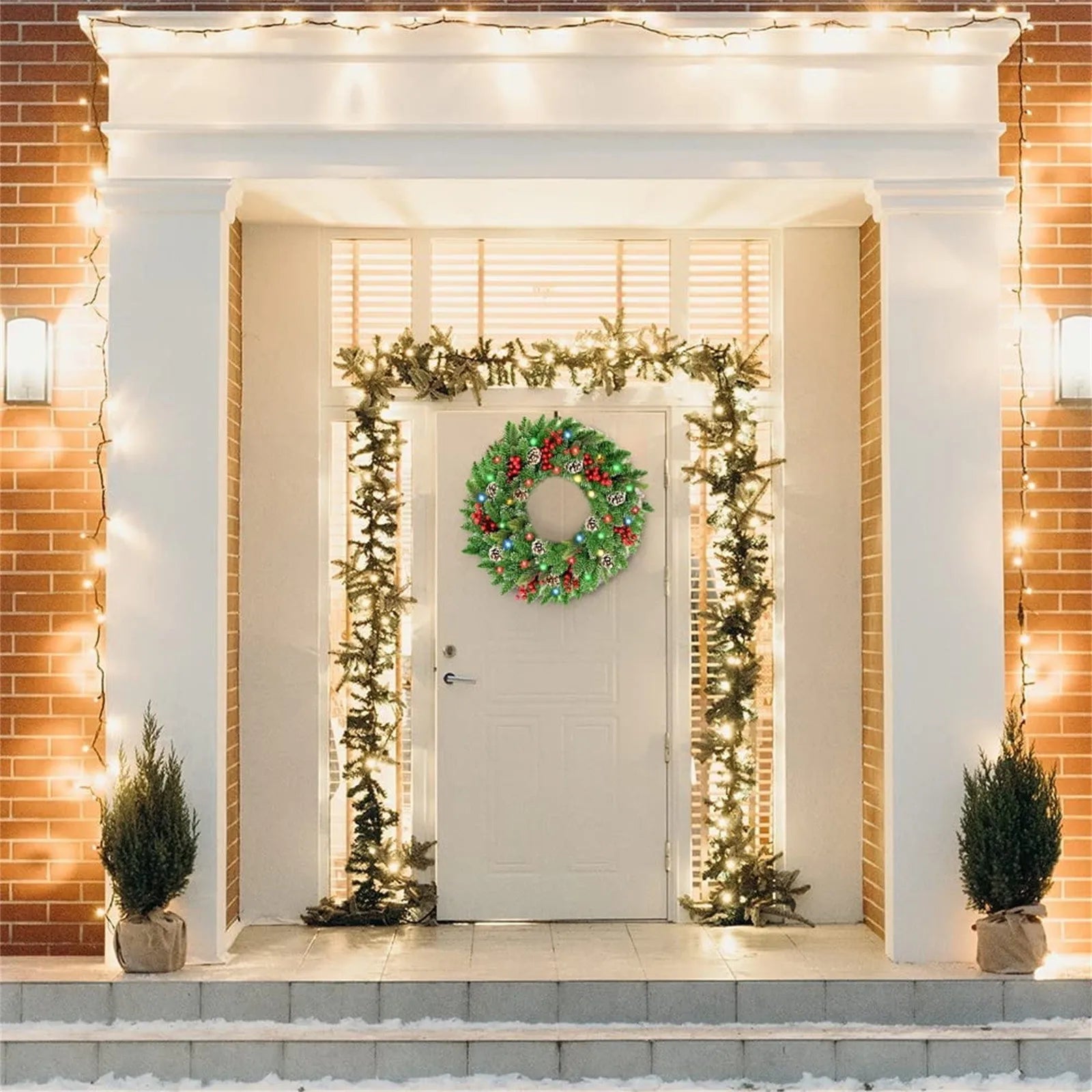 Pre-Lit Christmas Wreath with LED Lights-4