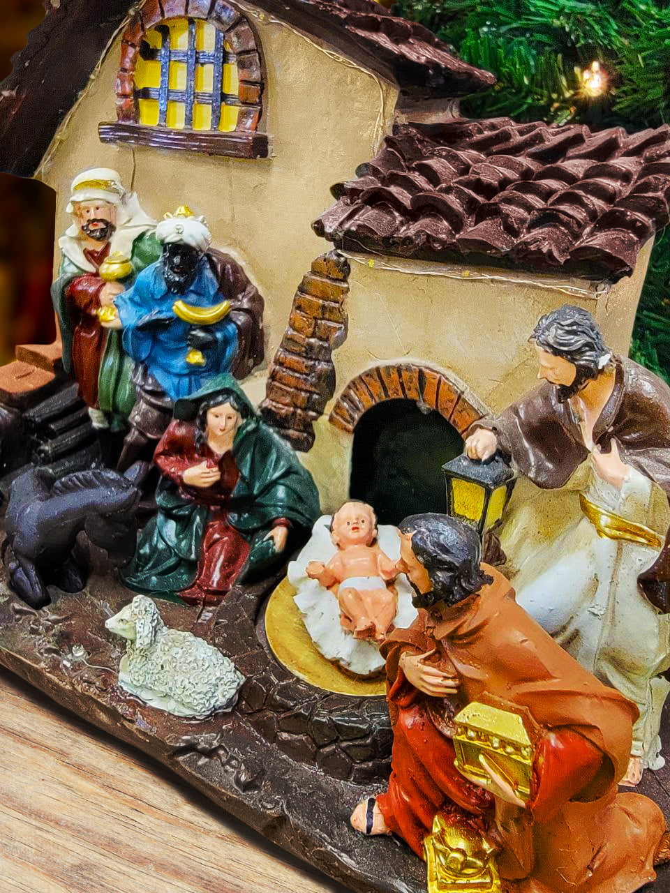 Christmas Village with LED Lights. Holy Family Scene F07M4-1-H530-3
