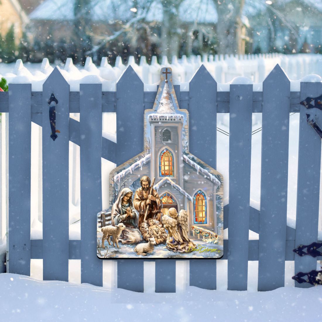 Nativity at the Chapel Nativity Door Decor by D. Gelsinger - Nativity Holiday Decor - 8121016H-1606-1