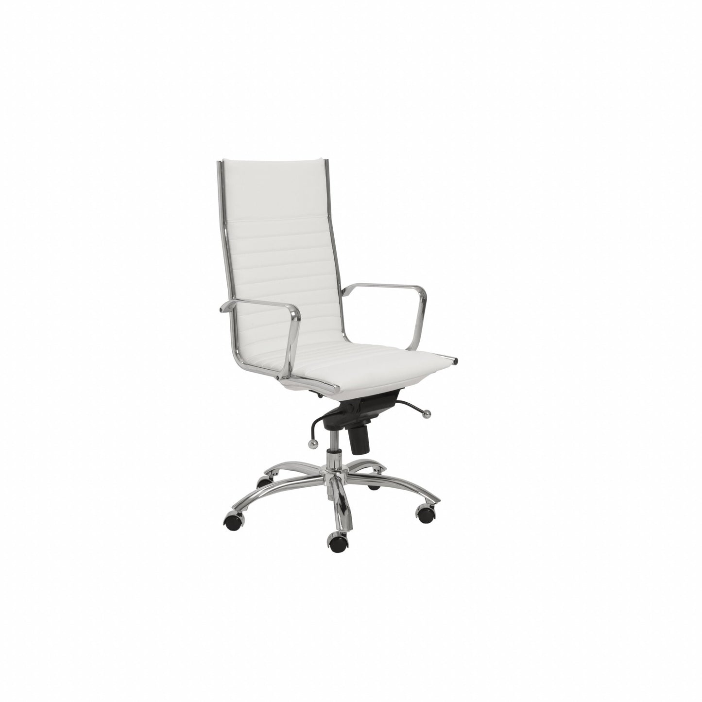 White and Silver Adjustable Swivel Faux Leather Rolling Conference Office Chair