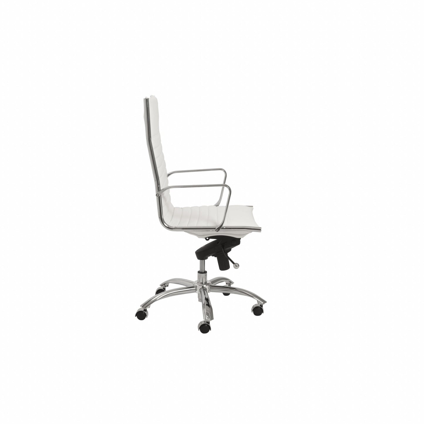 White and Silver Adjustable Swivel Faux Leather Rolling Conference Office Chair