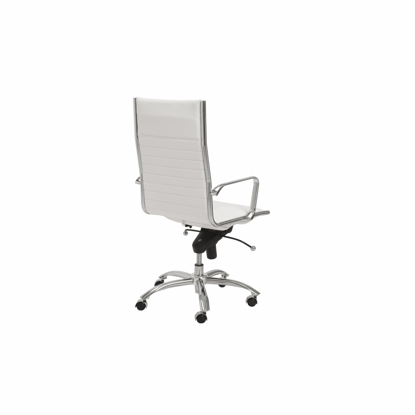 White and Silver Adjustable Swivel Faux Leather Rolling Conference Office Chair