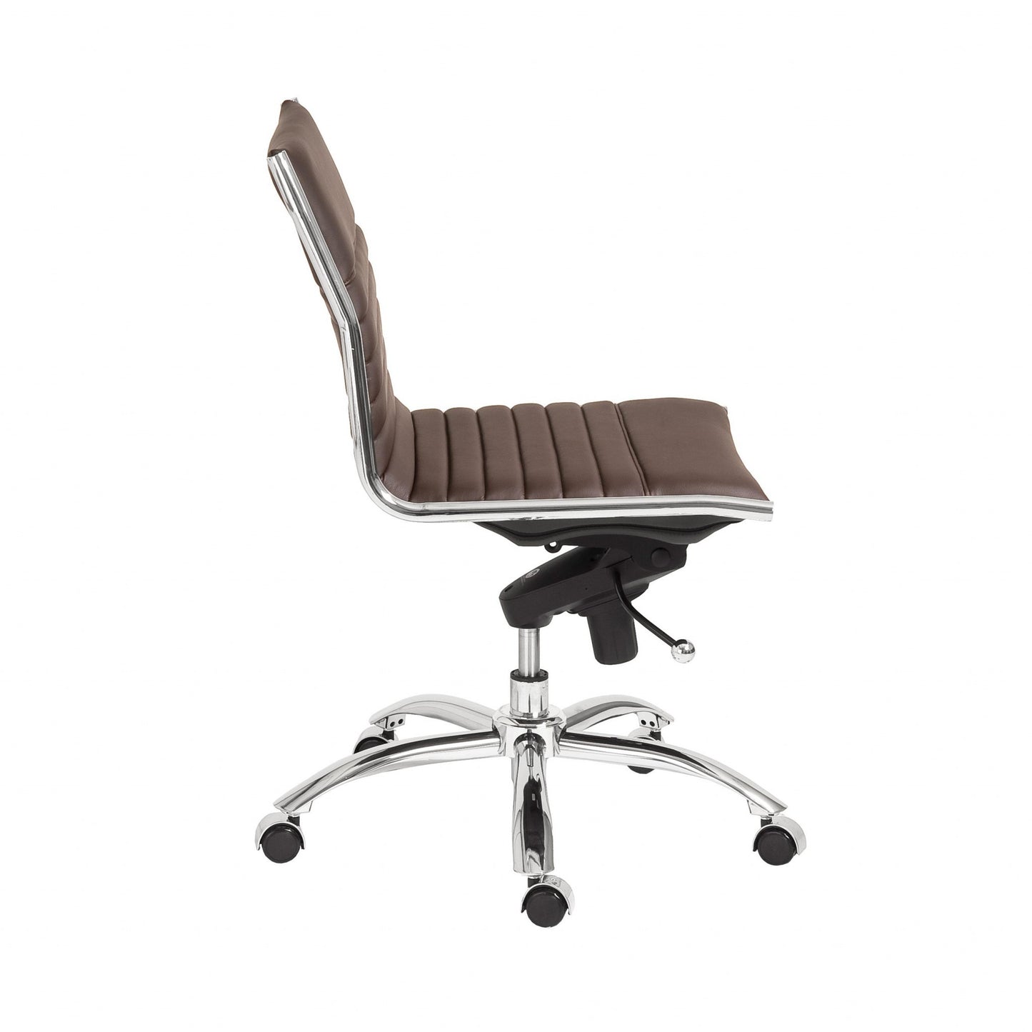 Brown and Silver Adjustable Swivel Faux Leather Rolling Conference Office Chair