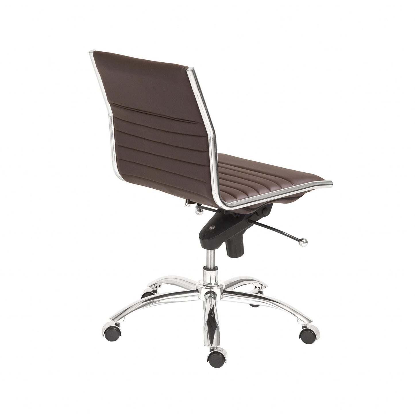 Brown and Silver Adjustable Swivel Faux Leather Rolling Conference Office Chair