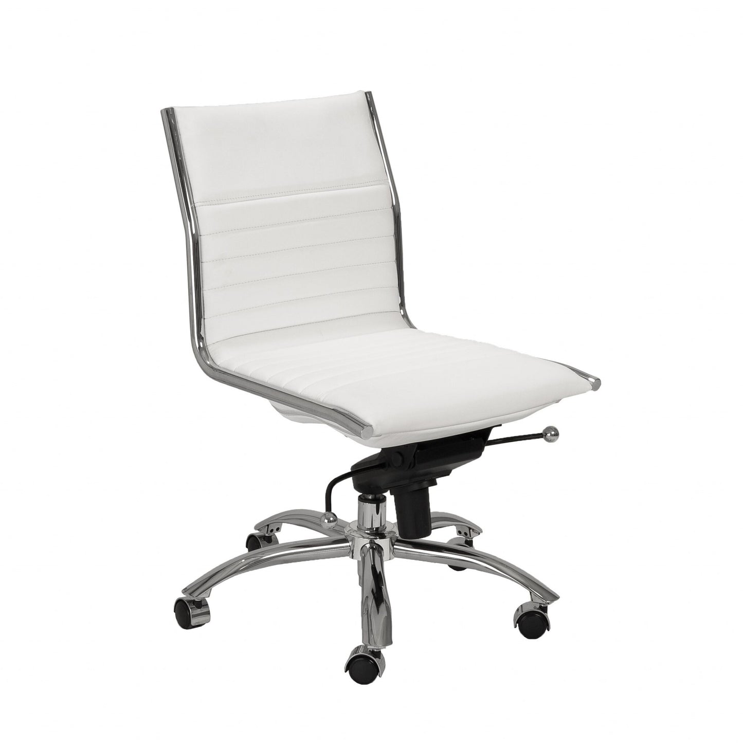 White and Silver Adjustable Swivel Faux Leather Rolling Conference Office Chair