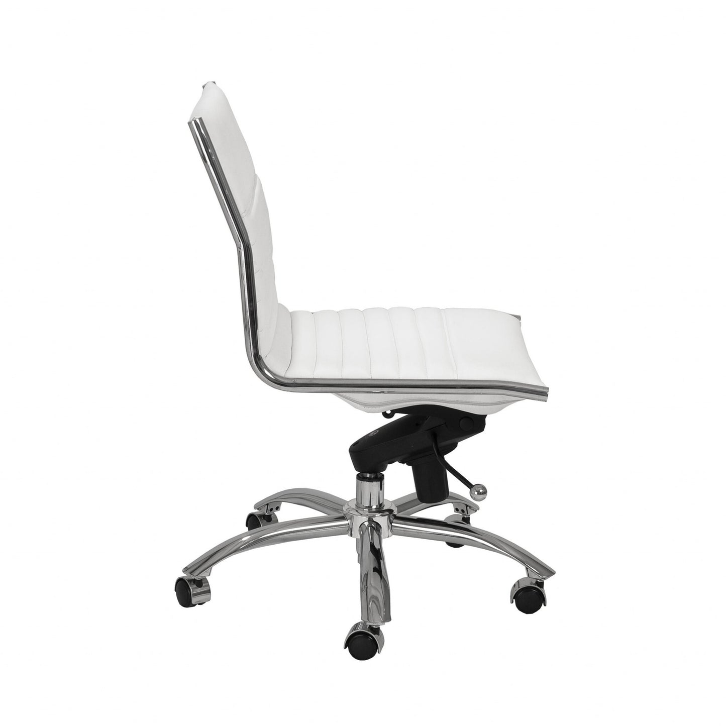 White and Silver Adjustable Swivel Faux Leather Rolling Conference Office Chair
