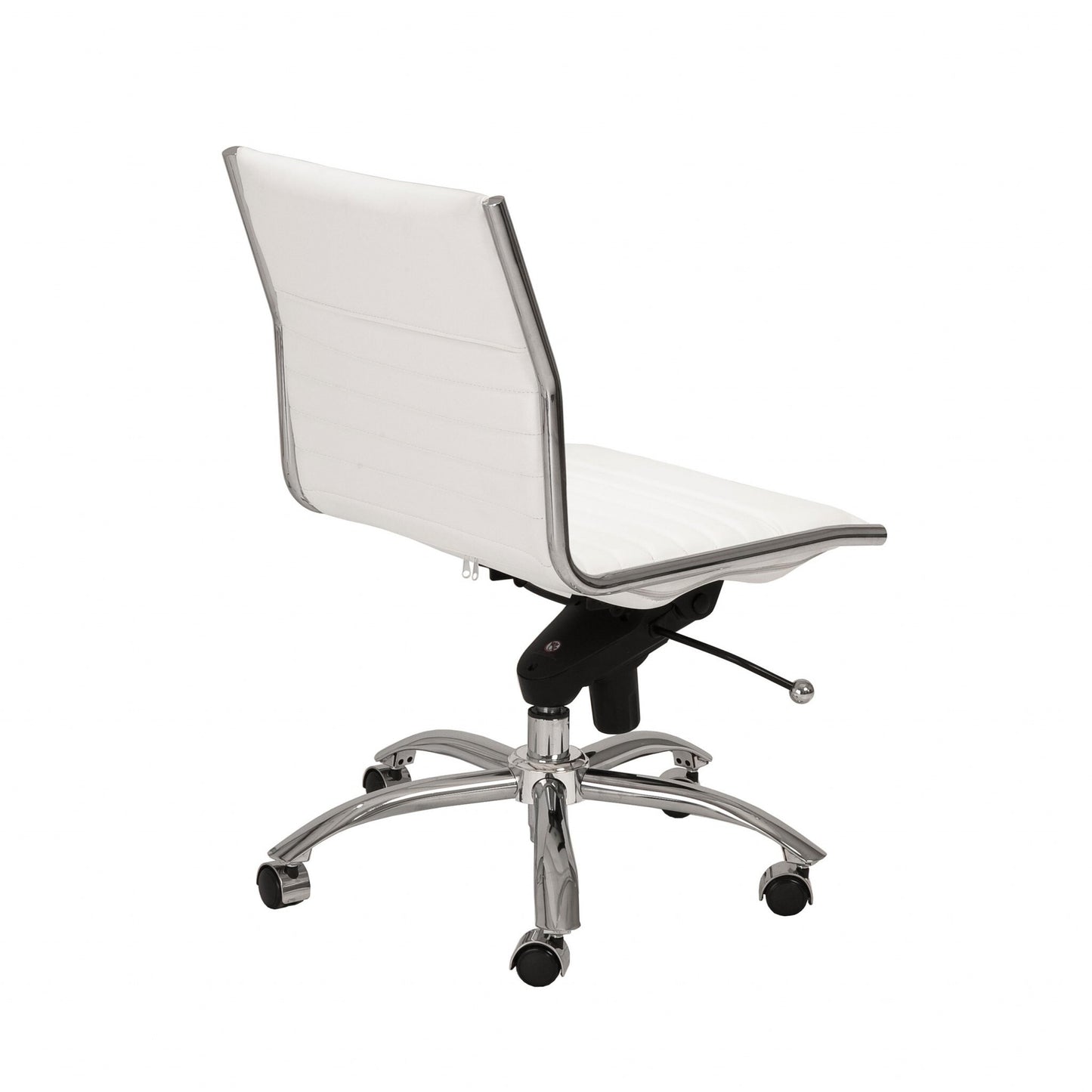 White and Silver Adjustable Swivel Faux Leather Rolling Conference Office Chair