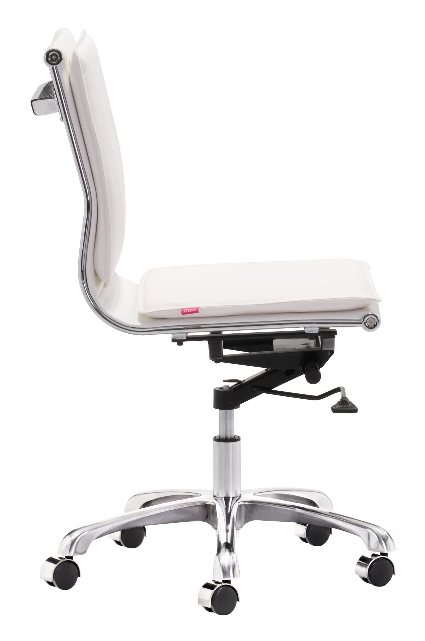 White and Silver Adjustable Swivel Faux Leather Rolling Executive Office Chair
