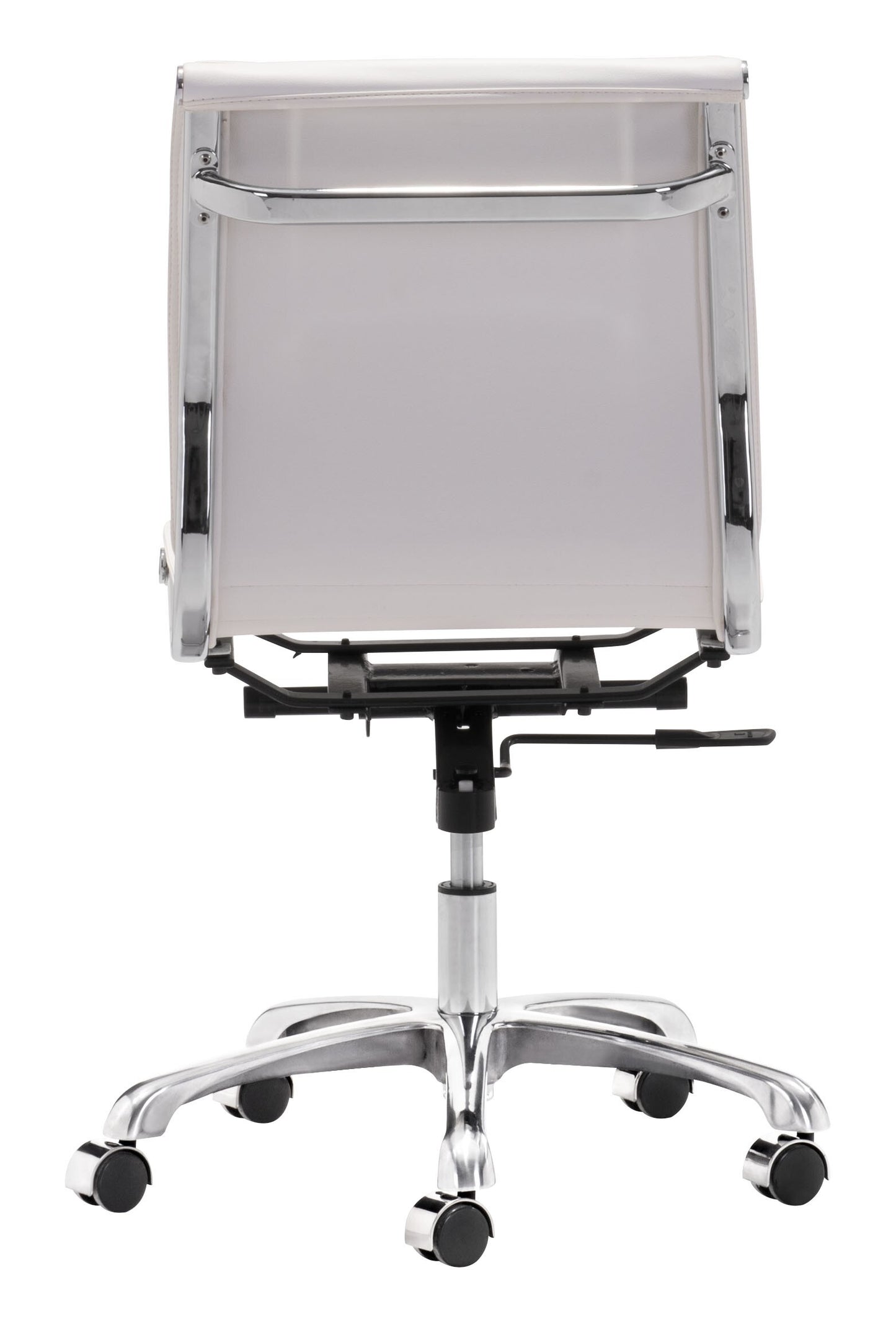 White and Silver Adjustable Swivel Faux Leather Rolling Executive Office Chair