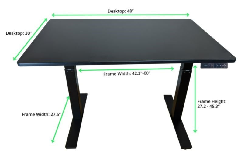 30" Adjustable Black Stainless Steel Standing Desk