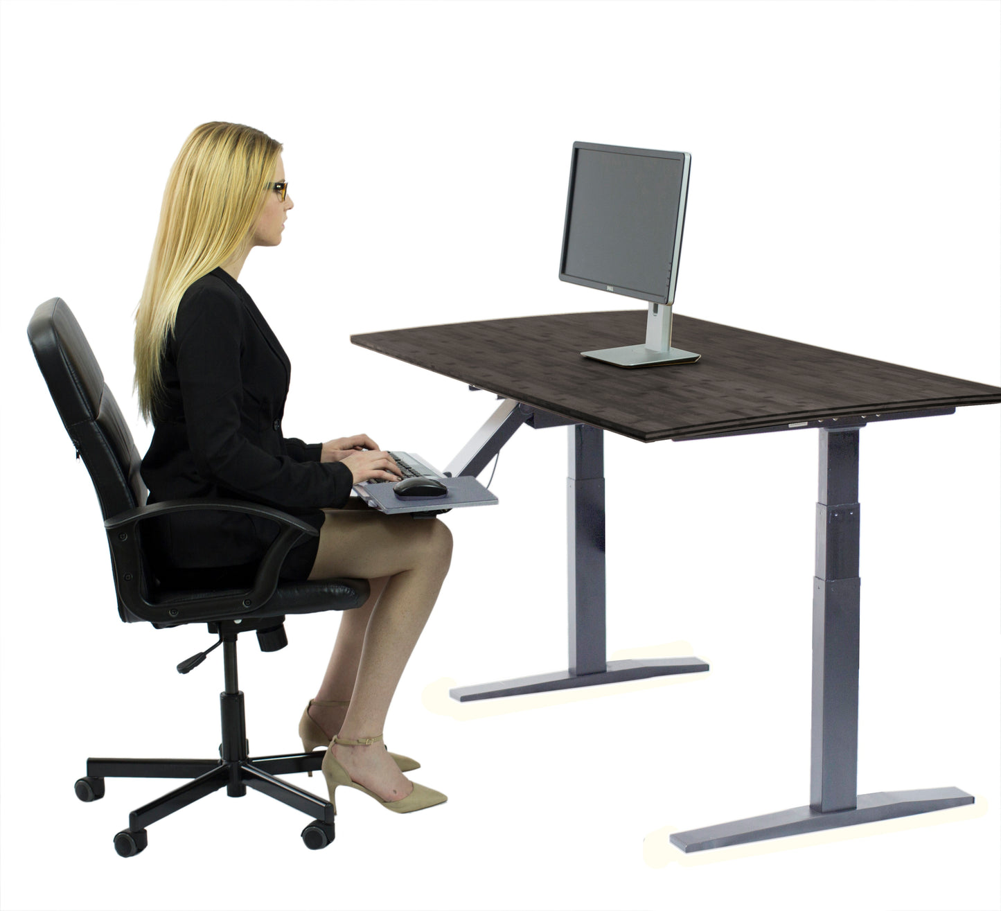 30" Adjustable Black and Gray Standing Desk