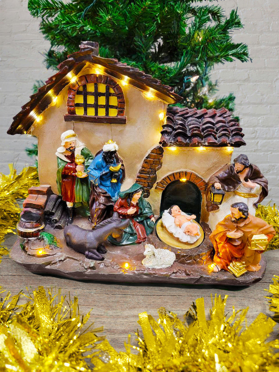 Christmas Village with LED Lights. Holy Family Scene F07M4-1-H530-1