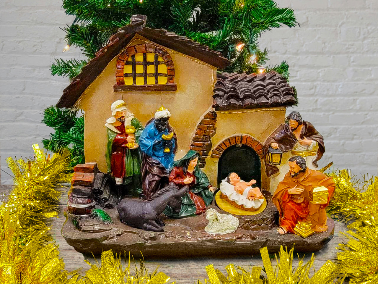 Christmas Village with LED Lights. Holy Family Scene F07M4-1-H530-0