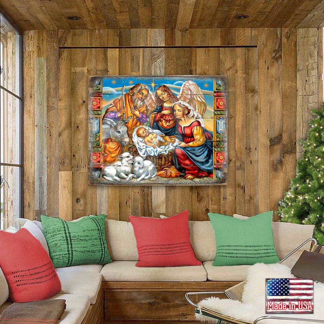 Hitchin Nativity Wooden Wall Art by G. DeBrekht - Nativity Holiday Decor - 8614031B-4