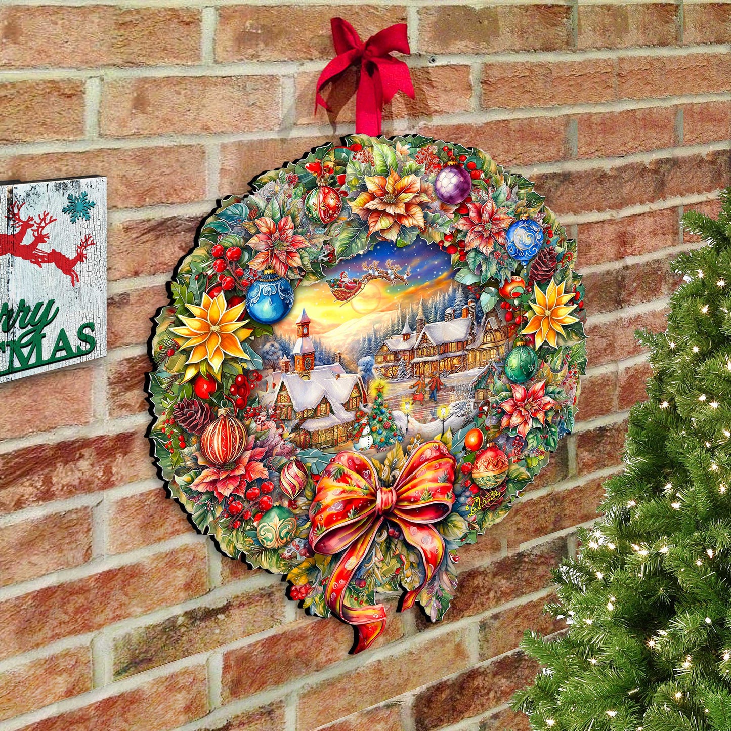 Christmas Wreath 36"-Inch Outdoor Indoor Decor Wooden Christmas Decoration by G. Debrekht - Christmas Decor - 8652802F-4