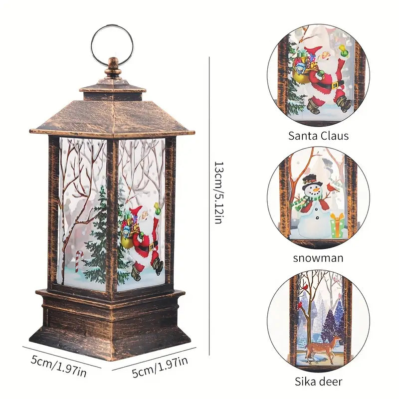 Set of 3 Christmas Lantern Lights - Santa Claus, Snowman, Reindeer Decorations-3