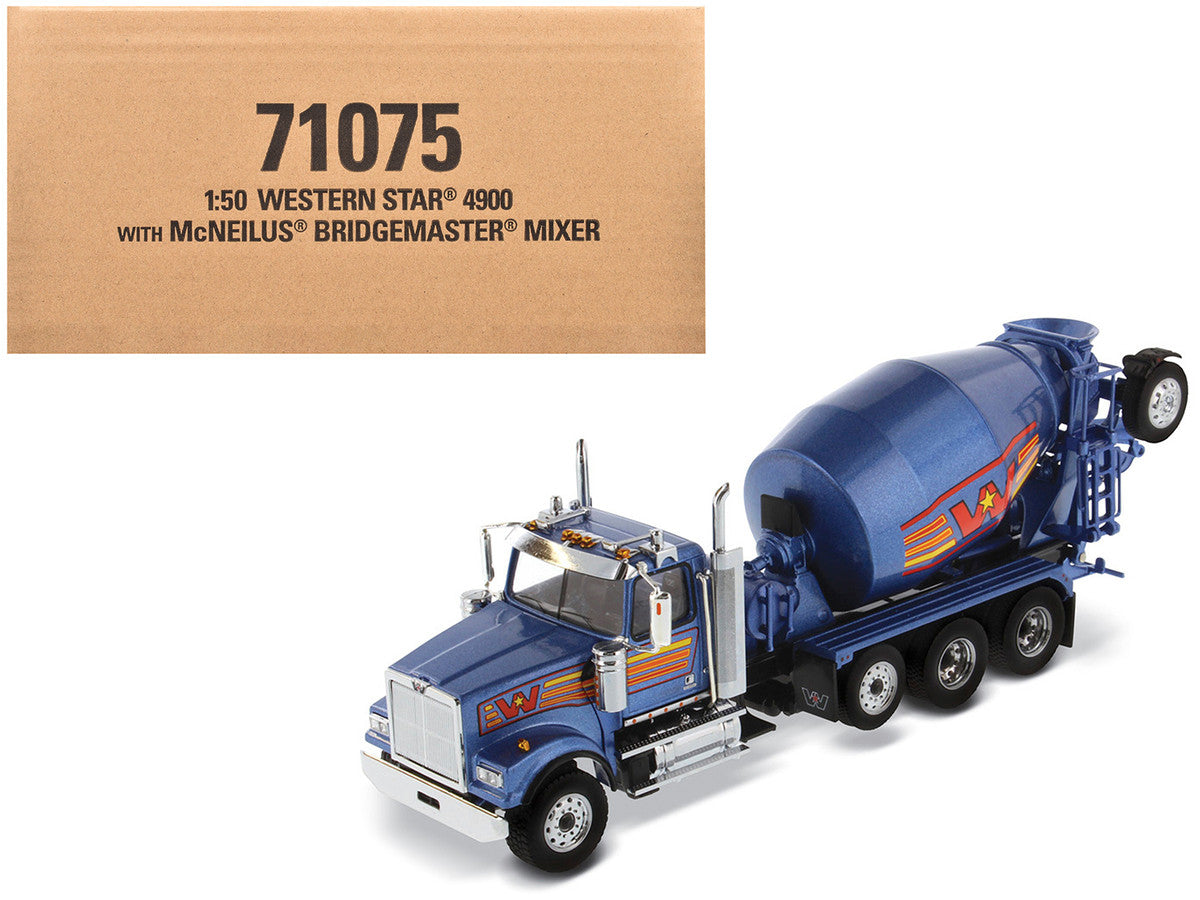 Western Star 4900 with Bridgemaster McNeilus Mixer Blue Metallic "Transport Series" 1/50 Diecast Model by Diecast Masters-4