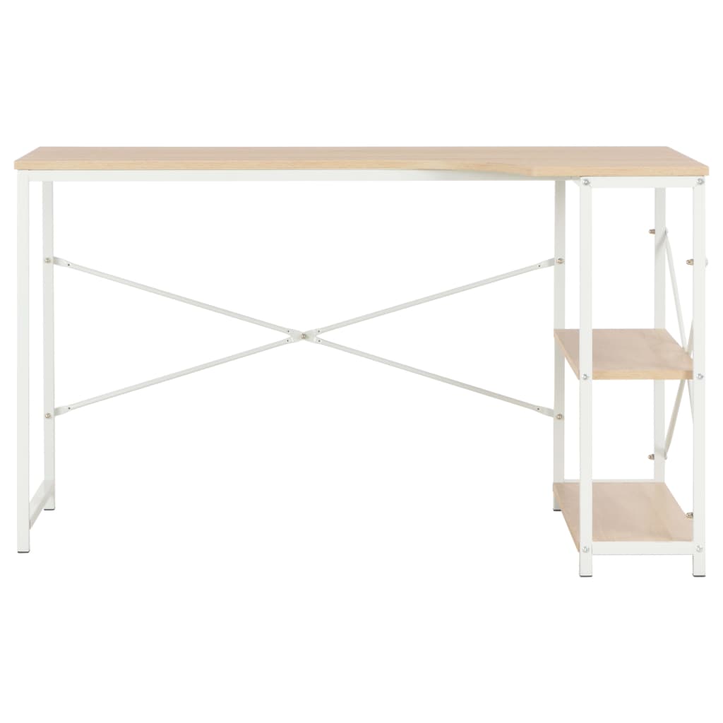 vidaXL Computer Desk White and Oak 47.2"x28.3"x27.6"