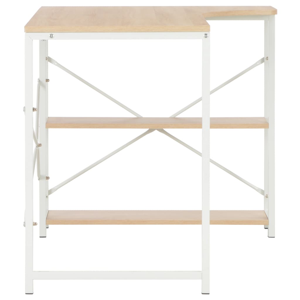 vidaXL Computer Desk White and Oak 47.2"x28.3"x27.6"