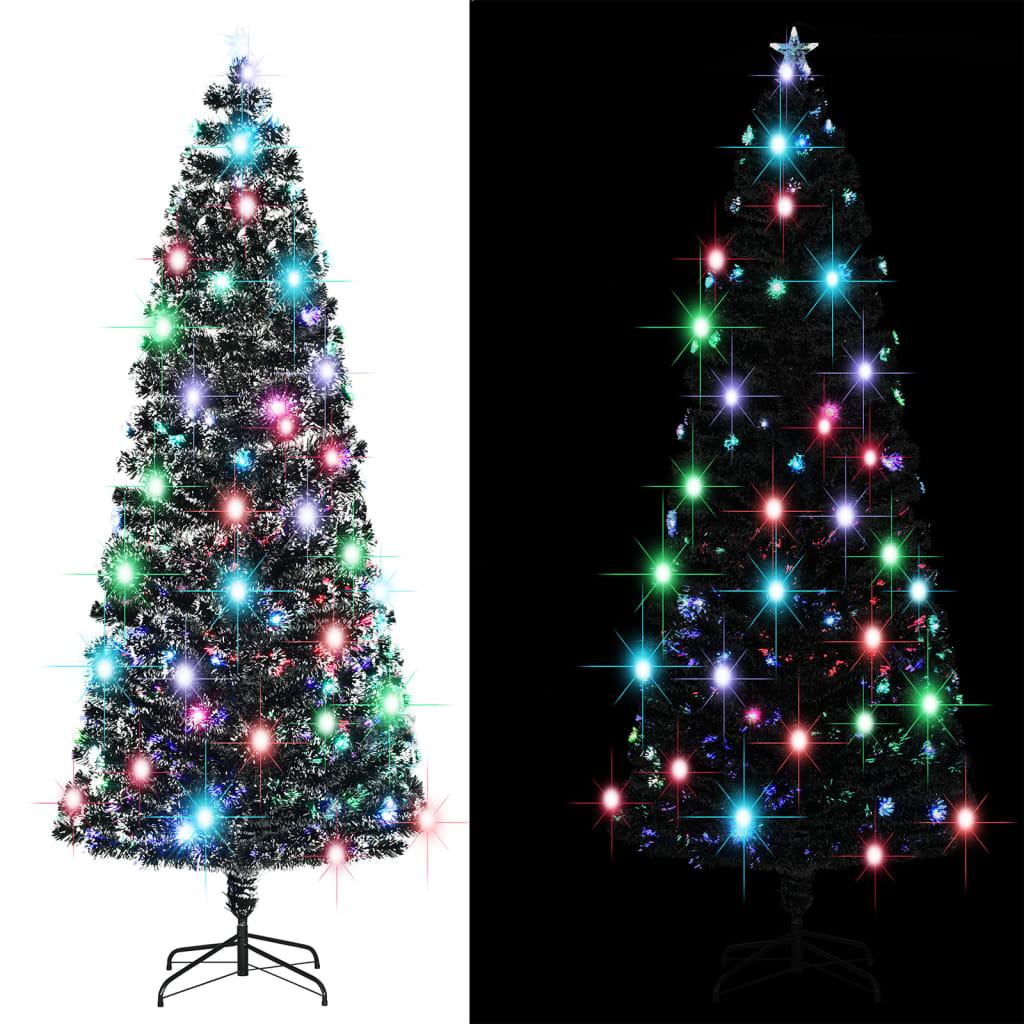 vidaXL Pre-lit Christmas Tree Xmas Tree Decoration Green and White Fiber Optic-2