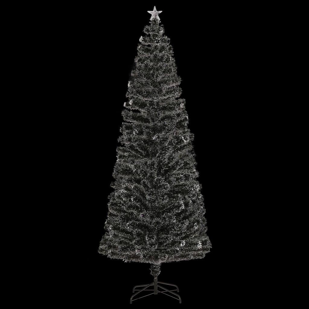 vidaXL Pre-lit Christmas Tree Xmas Tree Decoration Green and White Fiber Optic-1