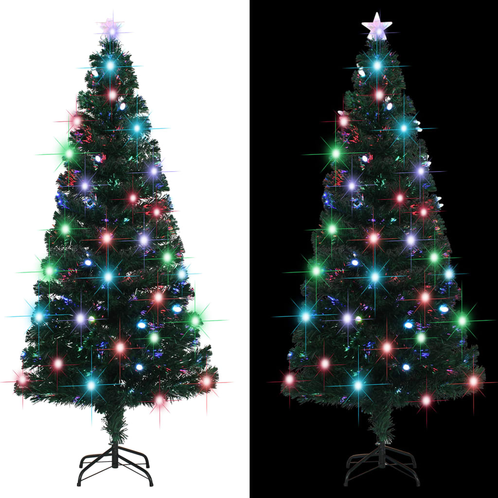 vidaXL Artificial Pre-lit Christmas Tree with Stand Xmas Tree Fiber Optic-2