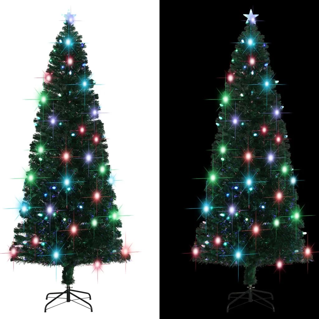 vidaXL Artificial Pre-lit Christmas Tree with Stand Xmas Tree Fiber Optic-0