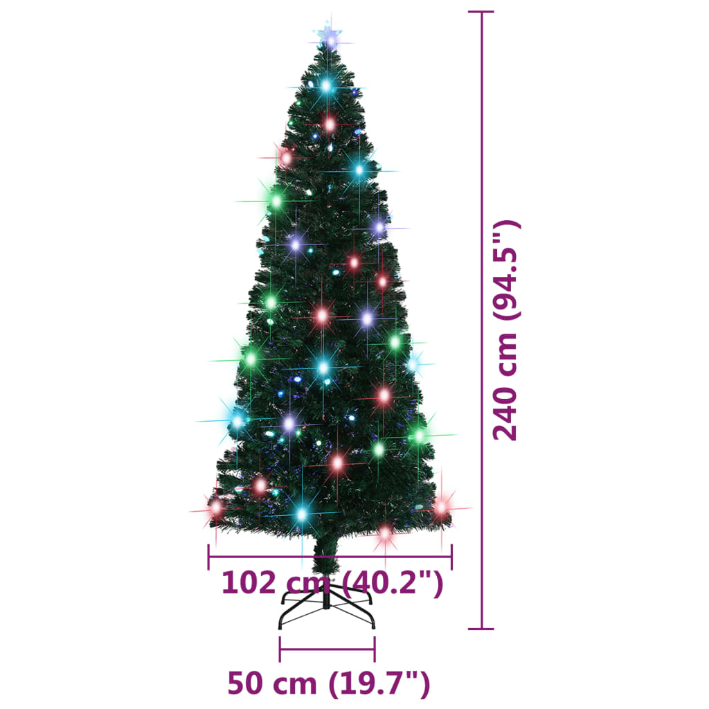 vidaXL Artificial Pre-lit Christmas Tree with Stand Xmas Tree Fiber Optic-4