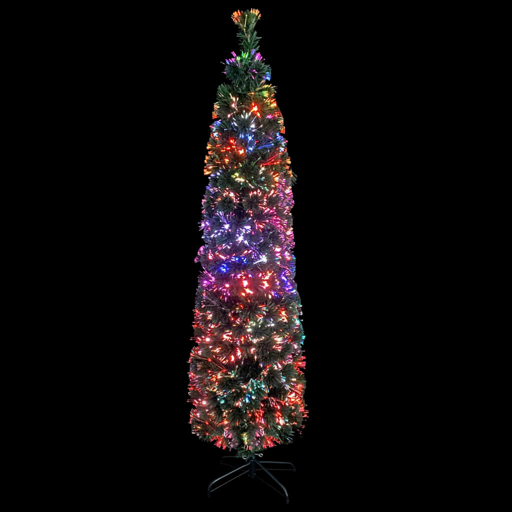 vidaXL Christmas Tree Decoration Artificial Slim Tree with Stand Fiber Optic-4