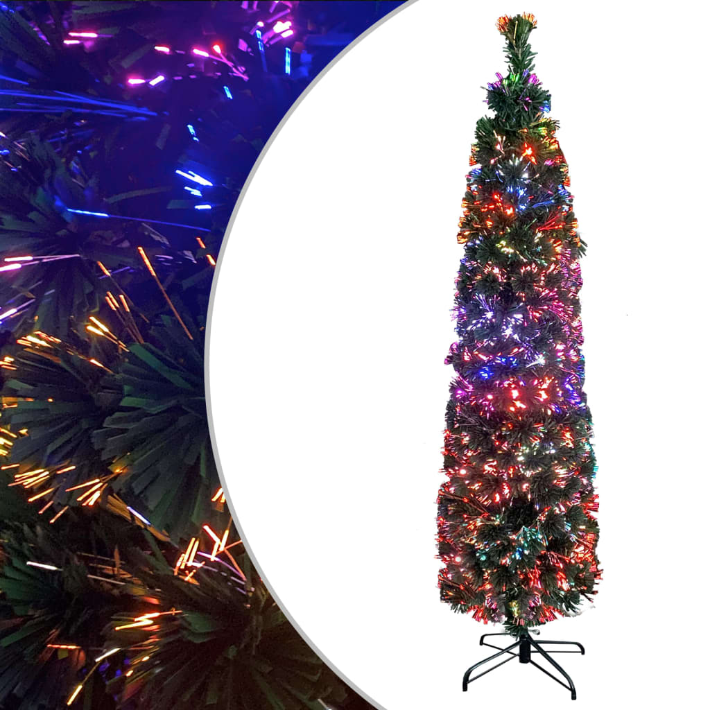 vidaXL Christmas Tree Decoration Artificial Slim Tree with Stand Fiber Optic-5