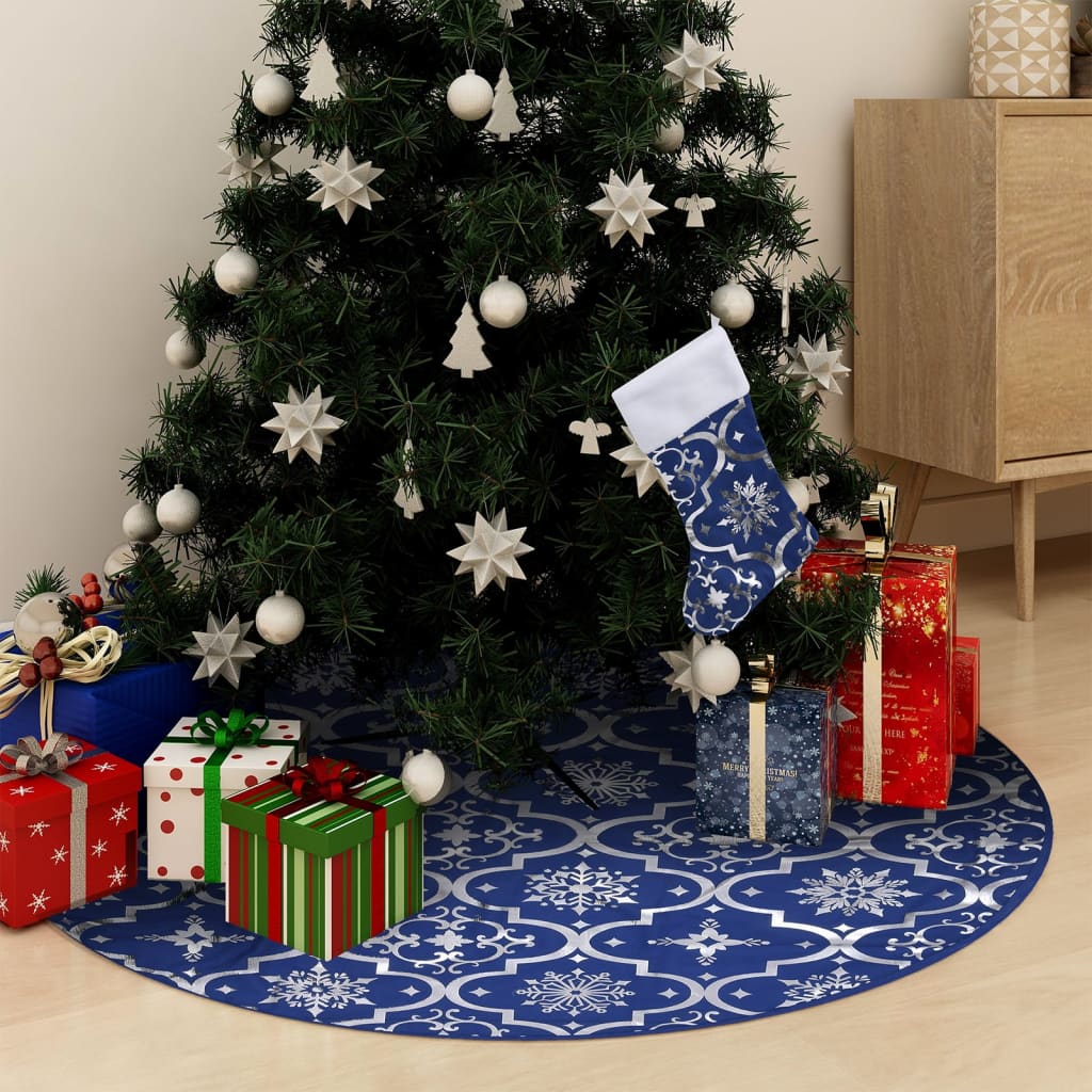 vidaXL Christmas Tree Skirt Artificial Xmas Tree Mat with Sock Luxury Fabric-2