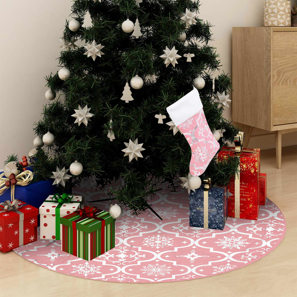 vidaXL Christmas Tree Skirt Artificial Xmas Tree Mat with Sock Luxury Fabric-12