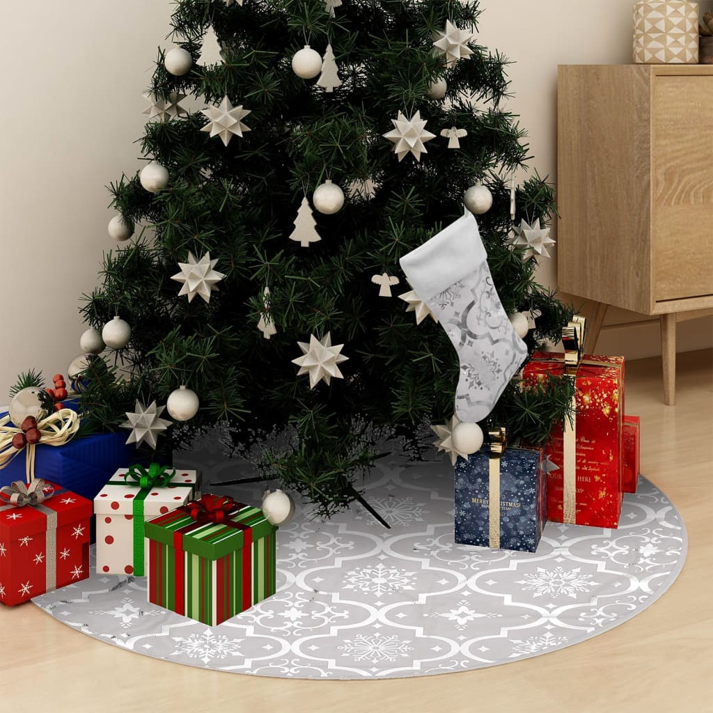 vidaXL Christmas Tree Skirt Artificial Xmas Tree Mat with Sock Luxury Fabric-16