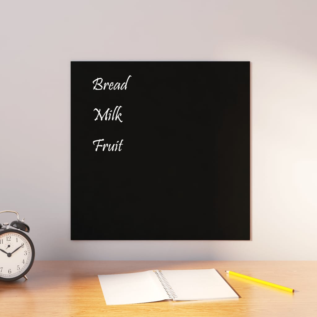 vidaXL Wall-mounted Magnetic Board Black 15.7"x15.7" Tempered Glass