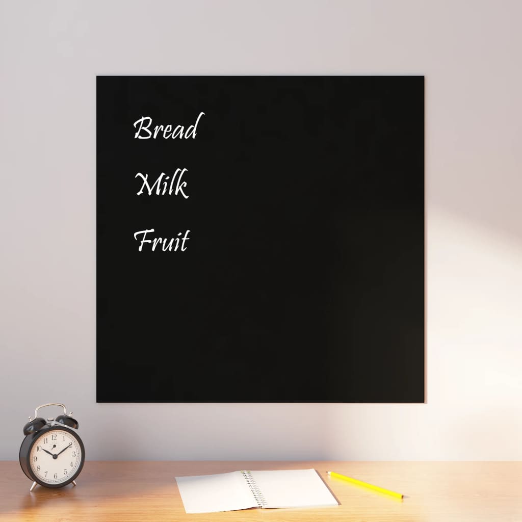 vidaXL Wall-mounted Magnetic Board Black 23.6"x23.6" Tempered Glass