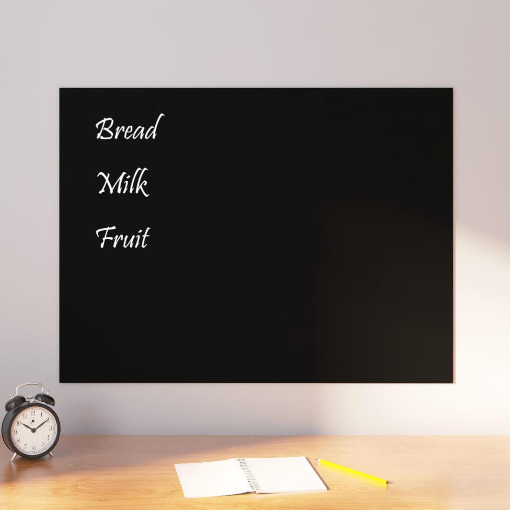 vidaXL Wall-mounted Magnetic Board Black 31.5"x23.6" Tempered Glass