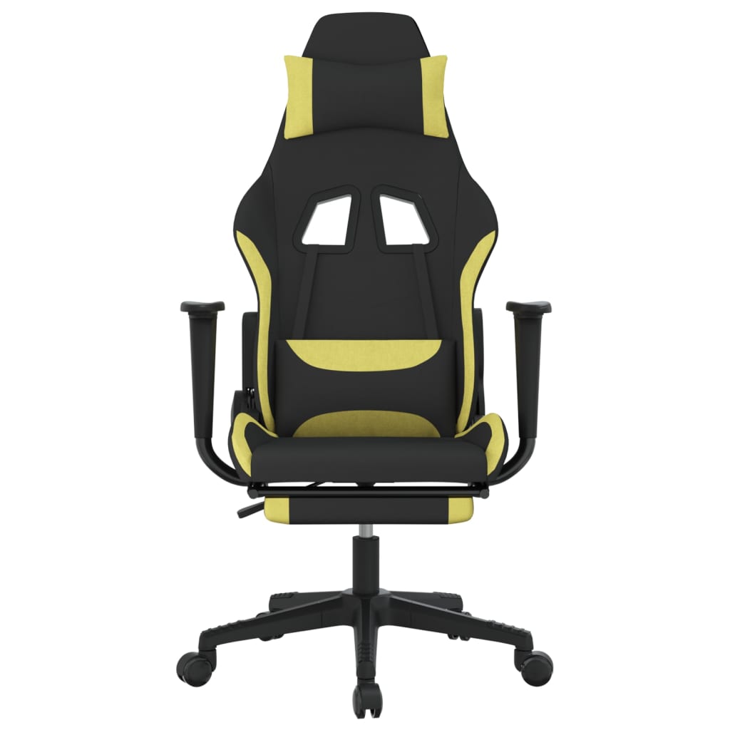vidaXL Gaming Chair with Footrest Black and Light Green Fabric-1
