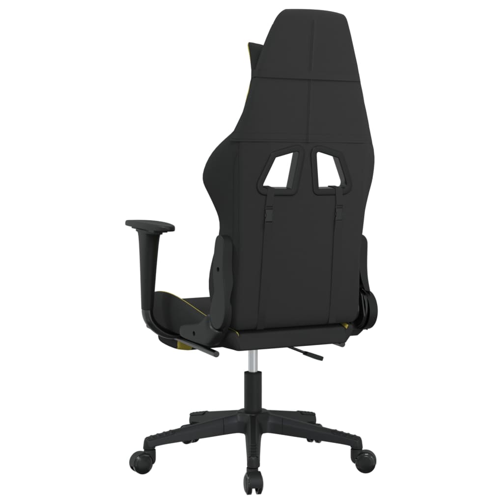 vidaXL Gaming Chair with Footrest Black and Light Green Fabric-3