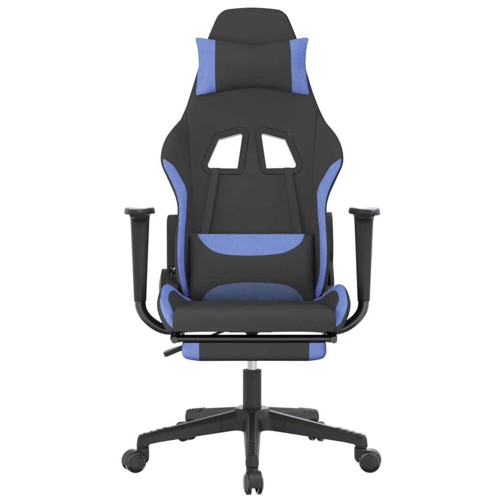vidaXL Gaming Chair with Footrest Black and Blue Fabric-1