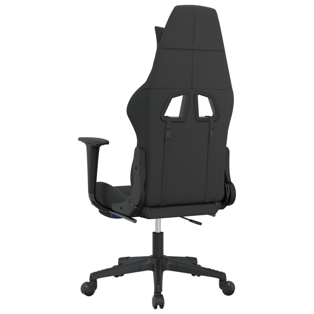 vidaXL Gaming Chair with Footrest Black and Blue Fabric-3