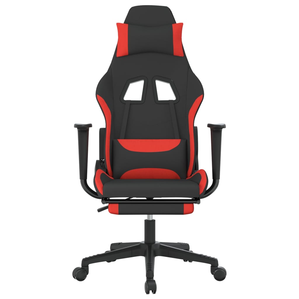 vidaXL Gaming Chair with Footrest Black and Red Fabric-1