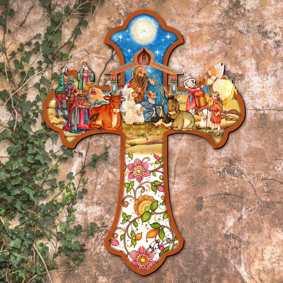 Nativity Cross Outdoor Decor by G. DeBrekht - Nativity Holiday Decor - 8191164F-2