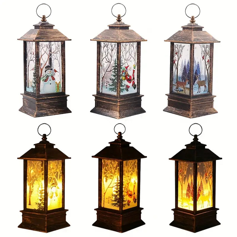 Set of 3 Christmas Lantern Lights - Santa Claus, Snowman, Reindeer Decorations-4
