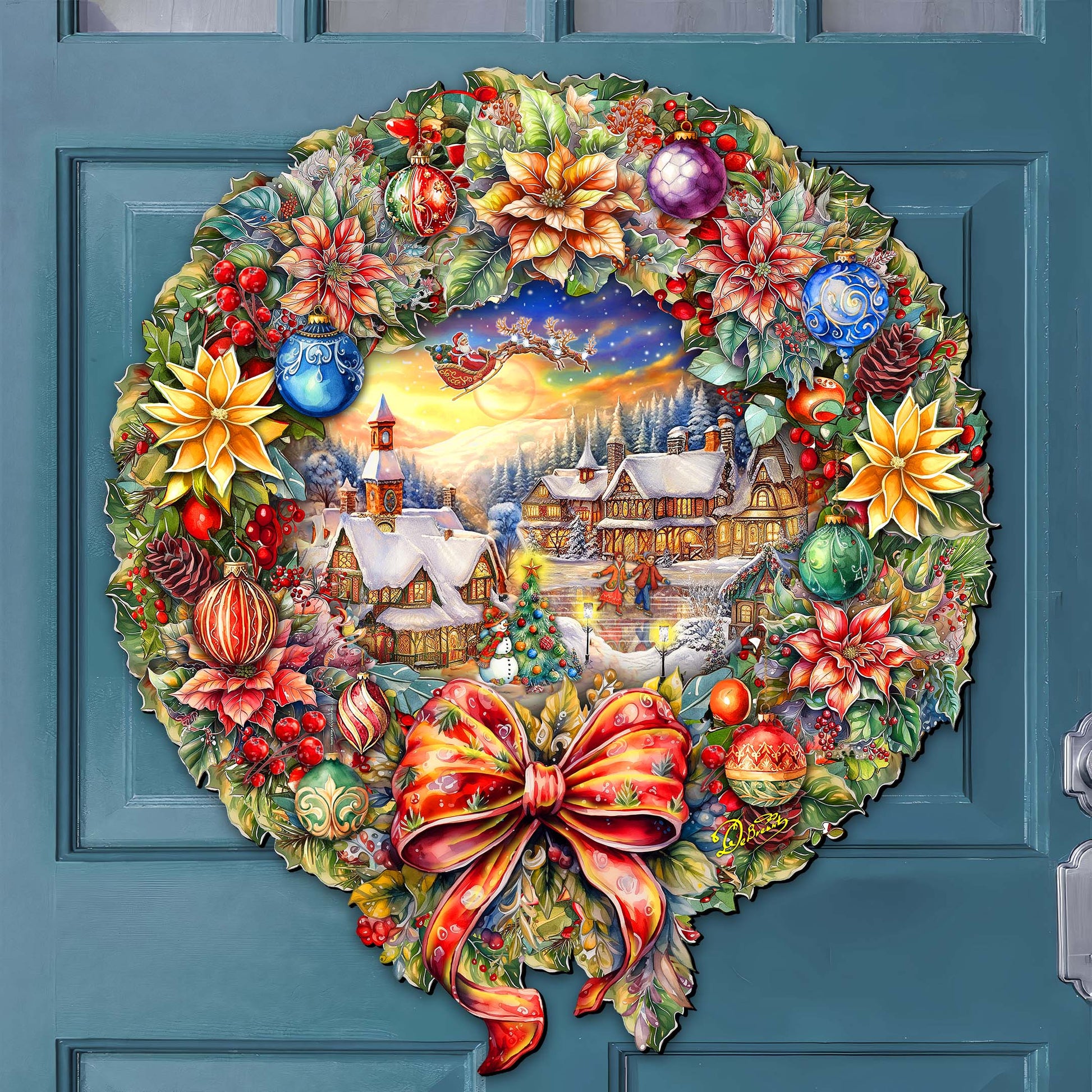 Christmas Wreath 36"-Inch Outdoor Indoor Decor Wooden Christmas Decoration by G. Debrekht - Christmas Decor - 8652802F-2