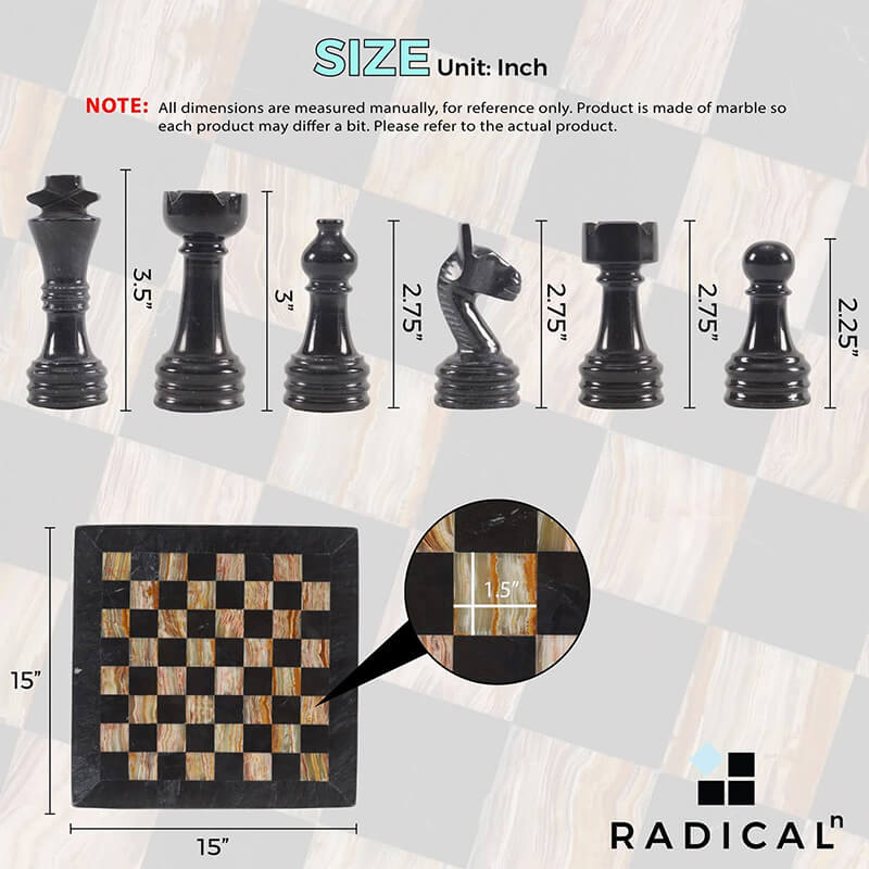 Black And Multi Green 15 Inches Premium Quality Marble Chess Set-4