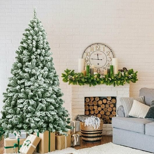 6 Feet Snow Flocked Artificial Christmas Tree Hinged with 928 Tips-1