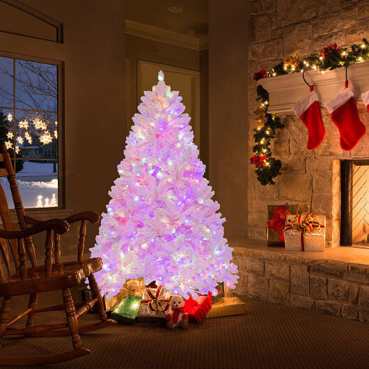 6 FT Flocked Artificial Xmas Tree Hinged with 350 LED Lights-1